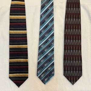 EUC - Lot Of 3 100% Silk Men's Necktie DiMoggio & Concepts By Claiborne